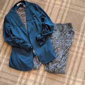 Skies Are blue Blazer and Floral Pants Set
